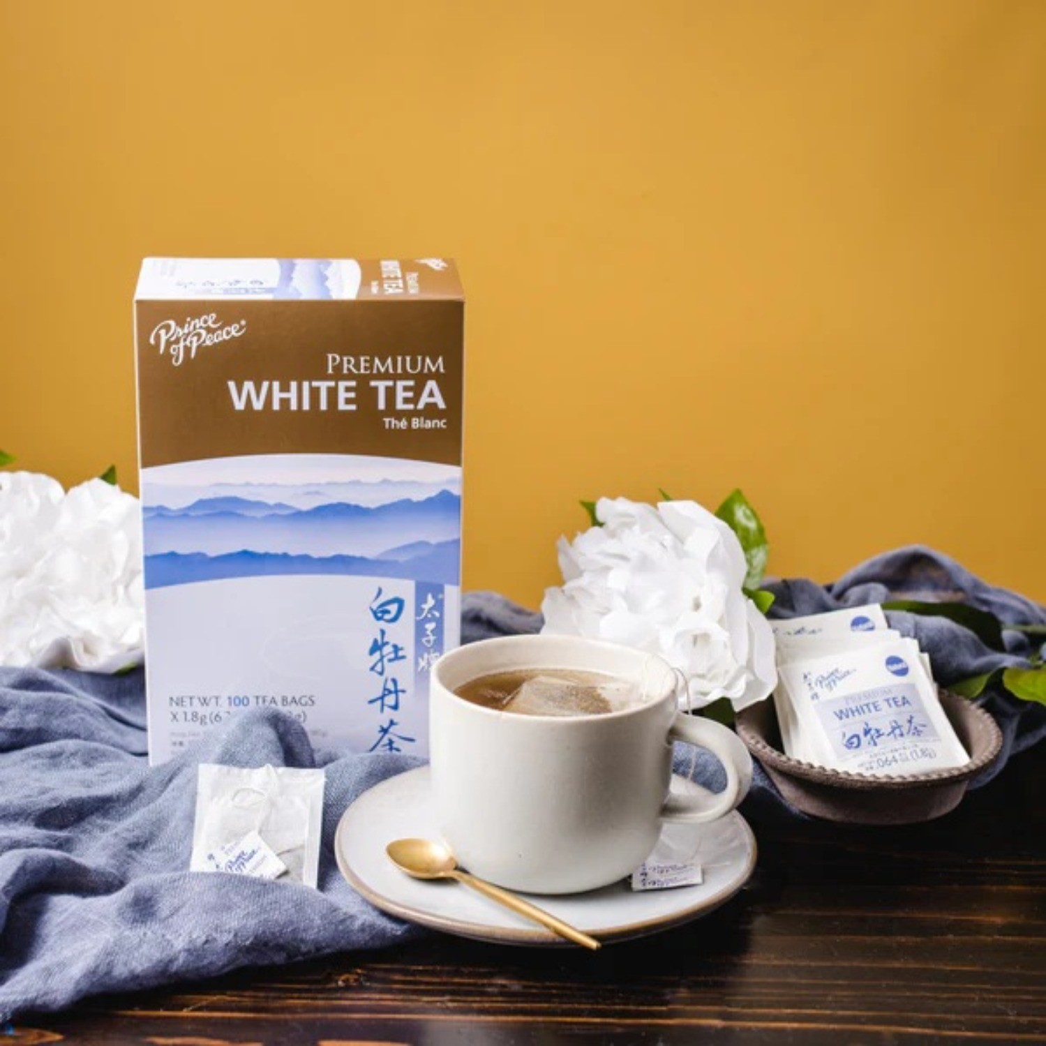 Premium White Tea, 100 Tea Bags Each Box -Prince of Peace