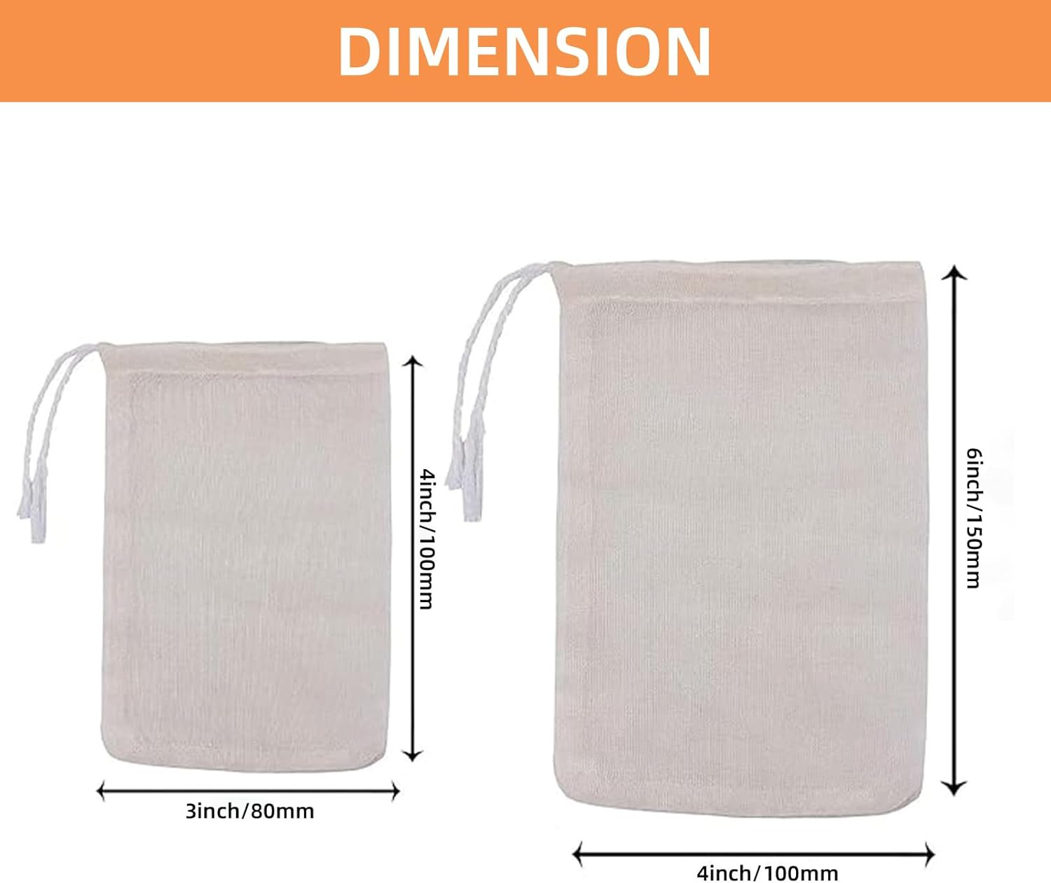 3 X 4 Inch Drawstring Tea Bag Muslin Mesh Tea Bags Reusable Tea Infusers Tea Fil