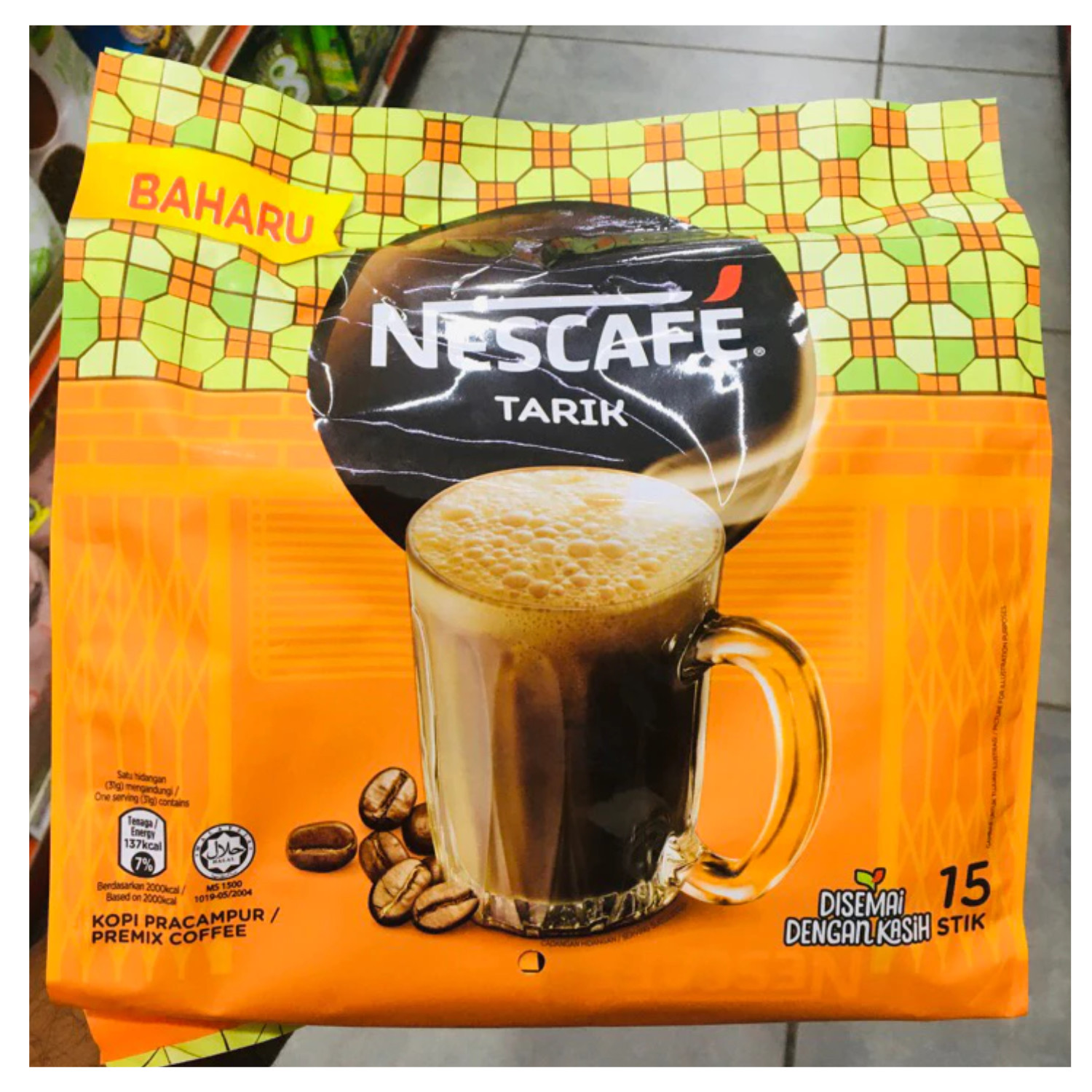 NESCAFE TARIK 3 in 1 Instant Coffee Mix 15 Sachets Malaysian Premix Coffee