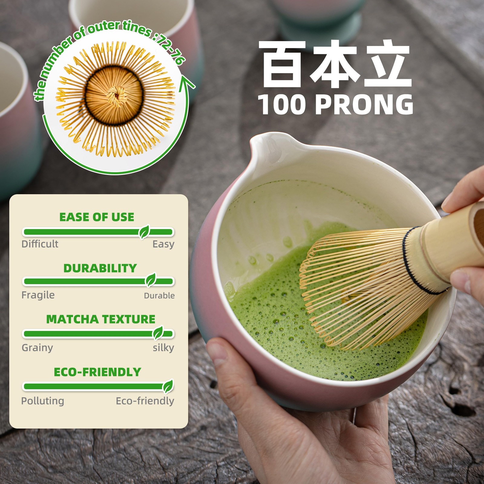 TEANAGOO Matcha Whisk Set Pink,Ceremony Matcha Set Kit Grident Pink,Matcha Te…