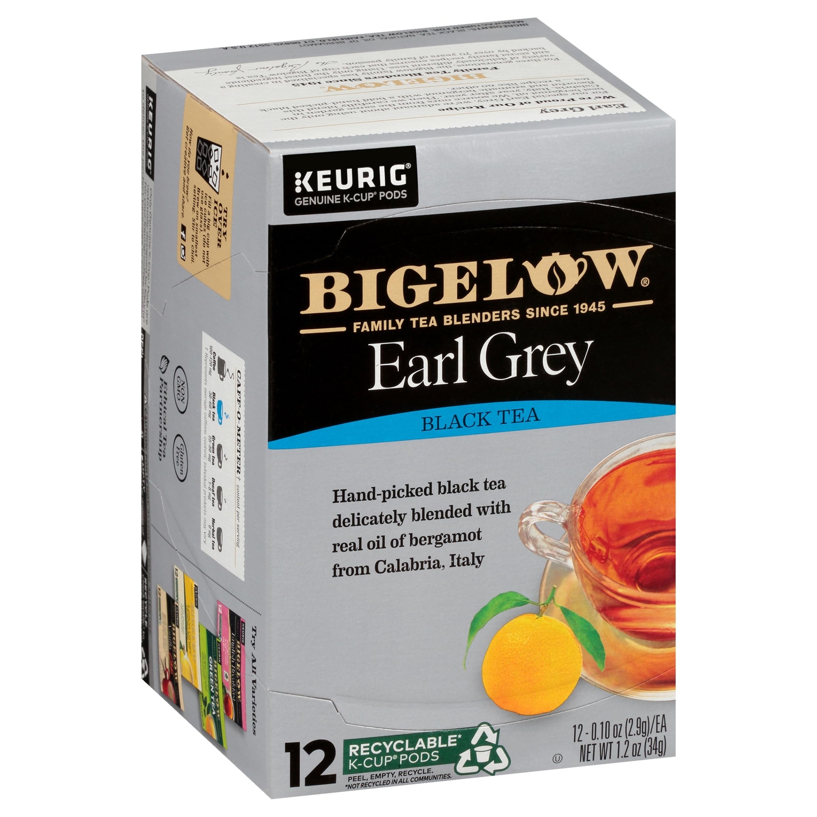 Bigelow Earl Grey Tea Pods 72 K Cups Bold Black Tea with Bergamot Oil