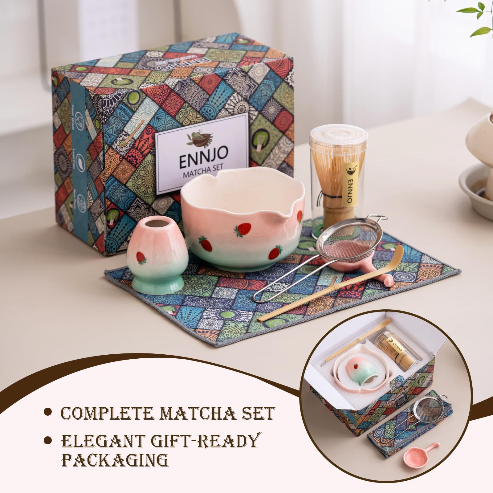 7 Pcs Matcha Whisk Set, Includes Heart Shaped Matcha Bowl with Spout, Holder …