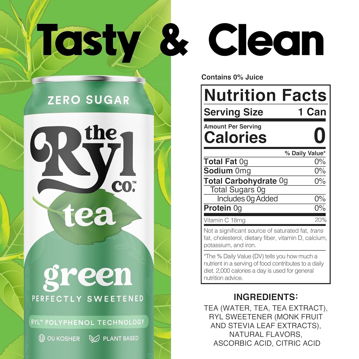 Delicious Zero Calorie Iced Tea with Antioxidants – 12-Pack of 16 oz Cans