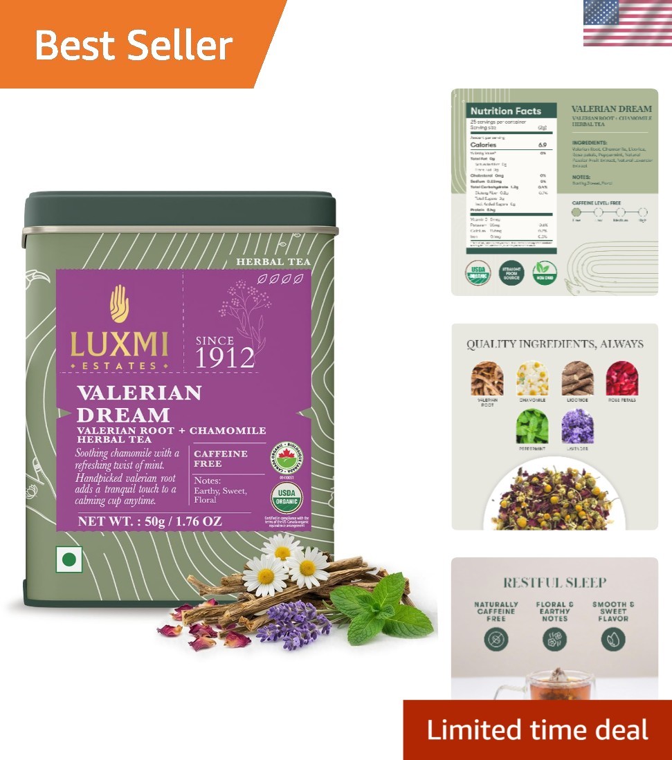 Caffeine Free Organic Loose Leaf Sleep Tea with Valerian & Chamomile – 50g