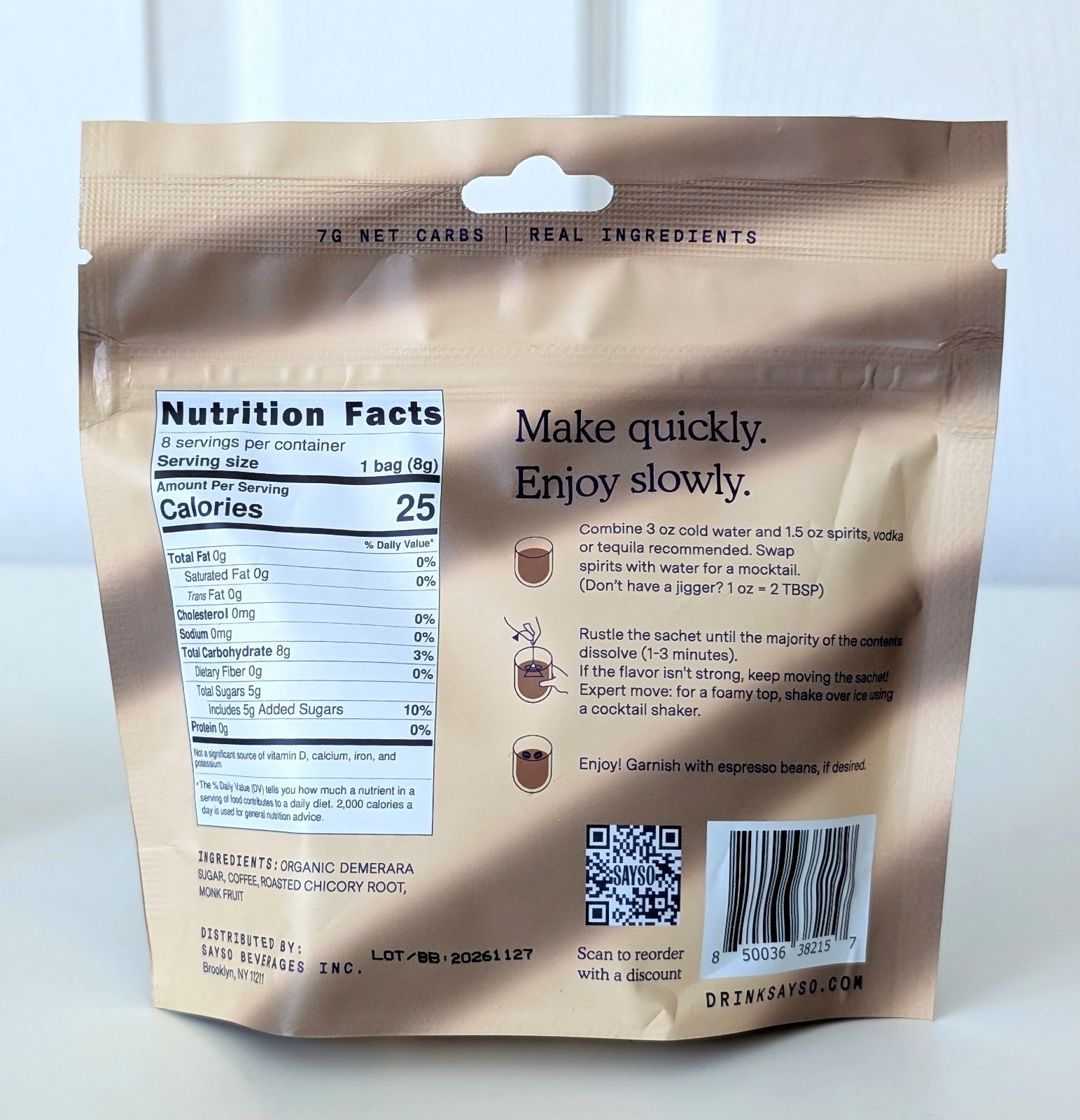 2 Packs SAYSO Espresso Martini Instant Cocktail Tea Bags Mixer Mocktail Chicory