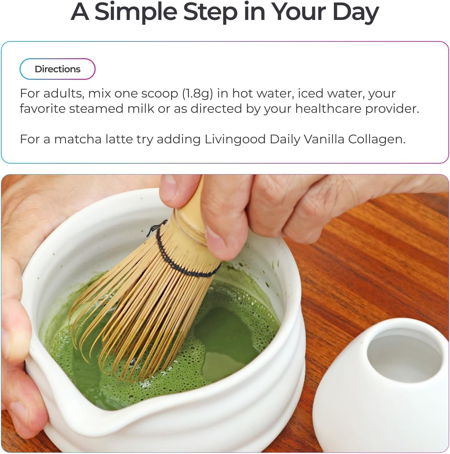 Livingood Daily Matcha + Moringa Powder, 30 Servings – 2in1 Matcha Powder and Mo
