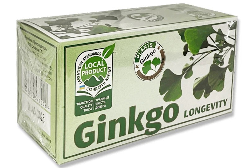 3PACK Natural Herbal Tea GINKGO LONGEVITY 60 bags Made Ukraine Carpathian NO GMO