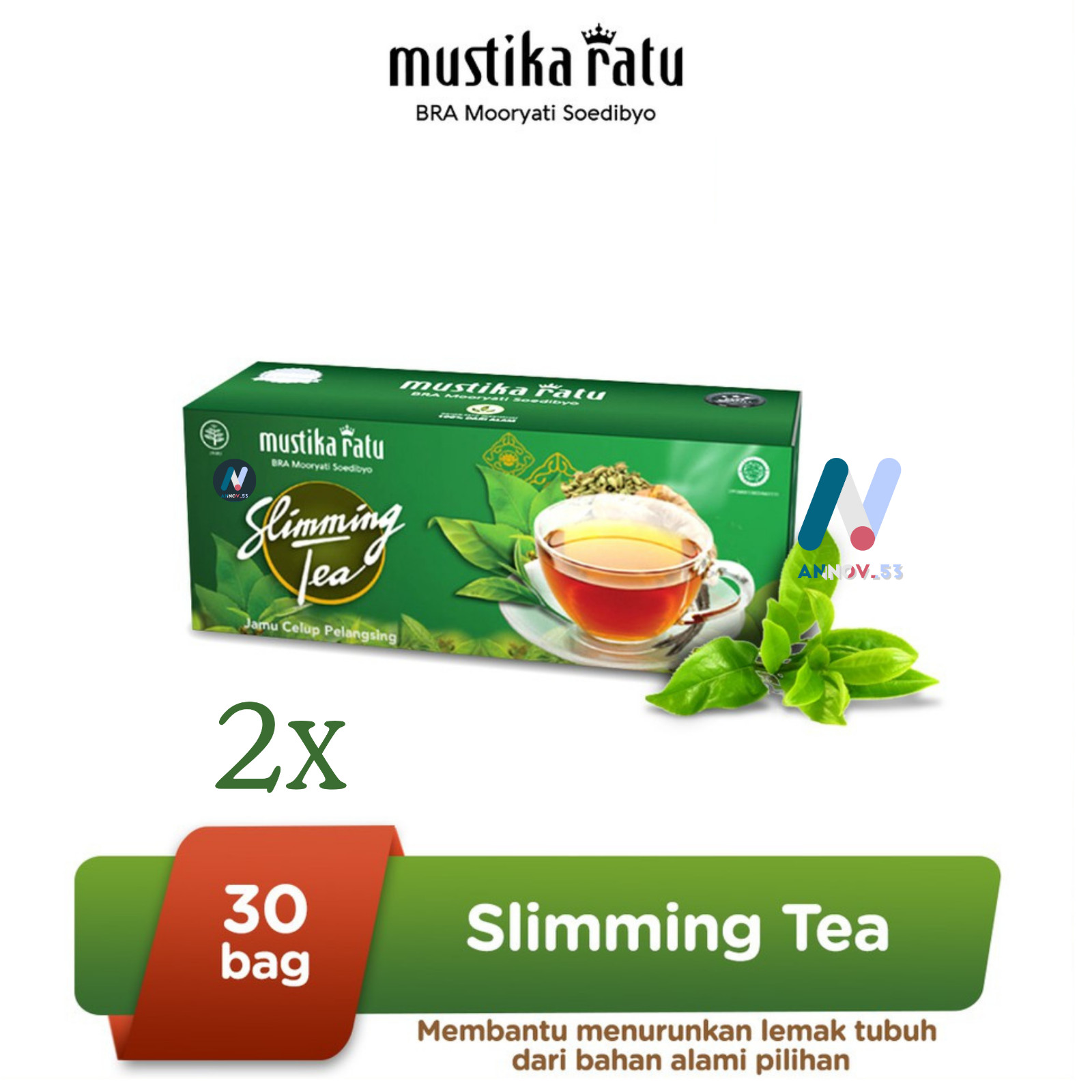 MUSTIKA RATU Slim Herbal Green Tea Antioxidant Weight Loss Diet Fat Burner 2Pax