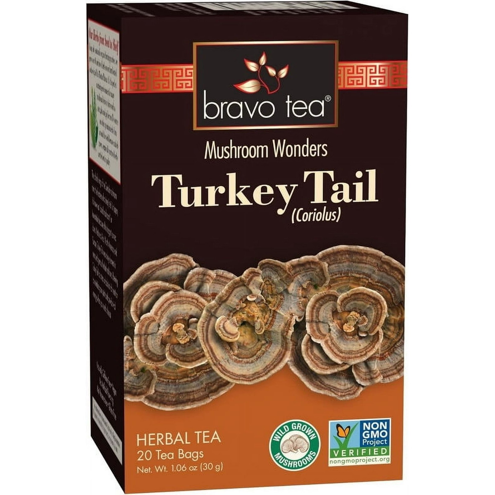 Bravo Tea Turkey Tail Mushroom Herbal Tea 20 Tea Bags