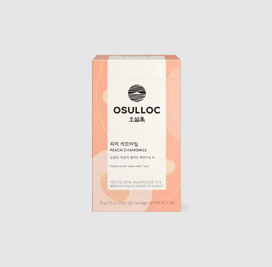 Osulloc Peach Chamomile Tea Fruit Tea Blend, Premium Tea bags 20 count