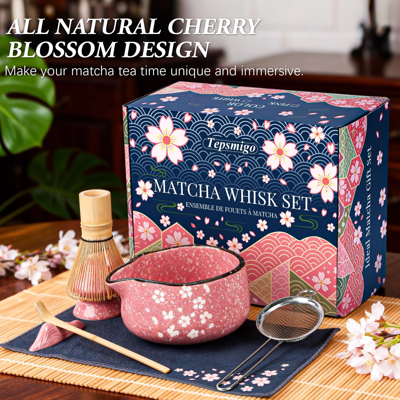 Matcha Whisk Set, 7 PCS Ceramic Matcha Sets with Bowl, Bamboo Whisk and Holde…
