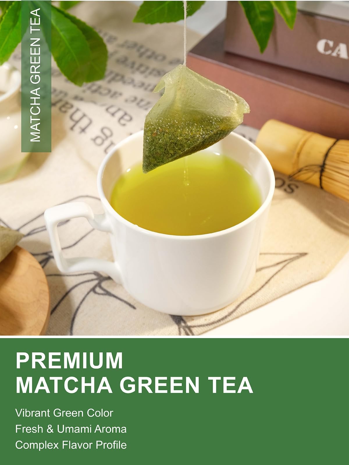 Matcha Green Tea Bags, Classic Premium Japanese Matcha + Sencha Green Tea, Su…
