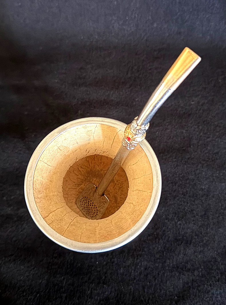 Yerba Mate Set – Mate de Calabaza Gourd – Bombilla – Handcrafted Alpaca Silver