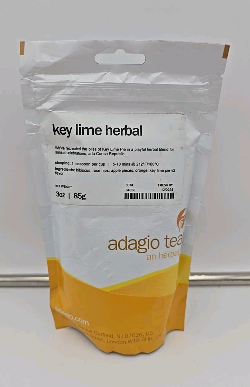 Adagio Teas Flavor Key Lime Herbal Tea Loose Leaf 3OZ-85G Exp 12/28 Sealed