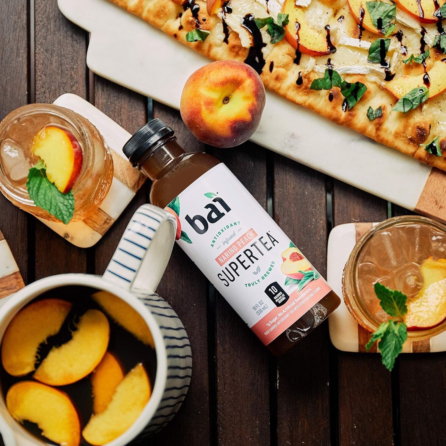 Bai Iced Tea, Narino Peach, Antioxidant Infused Supertea, 18 Fl OZ, 12 Count
