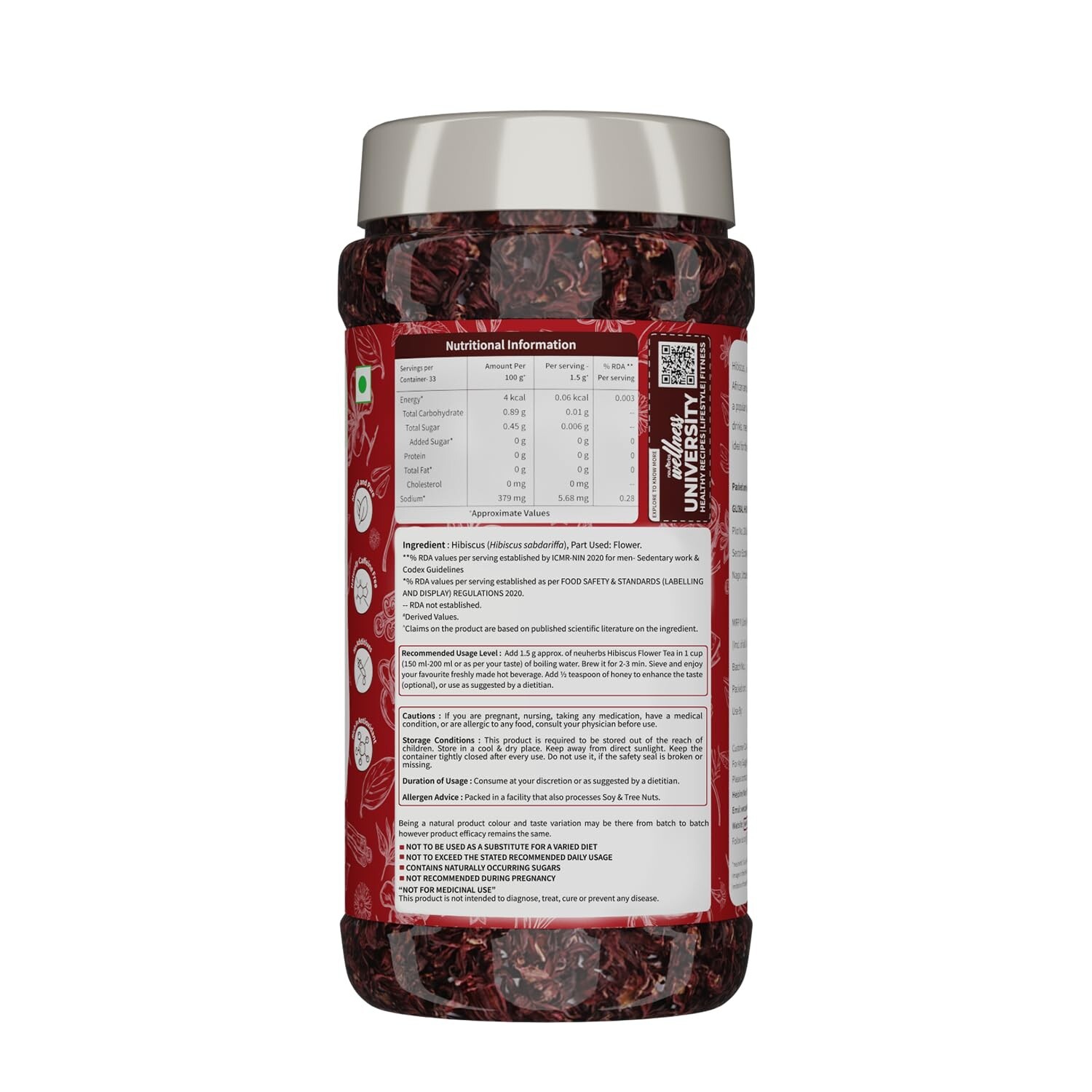 Neuherbs Hibiscus Flower Tea 50 gm (30+ Cups)