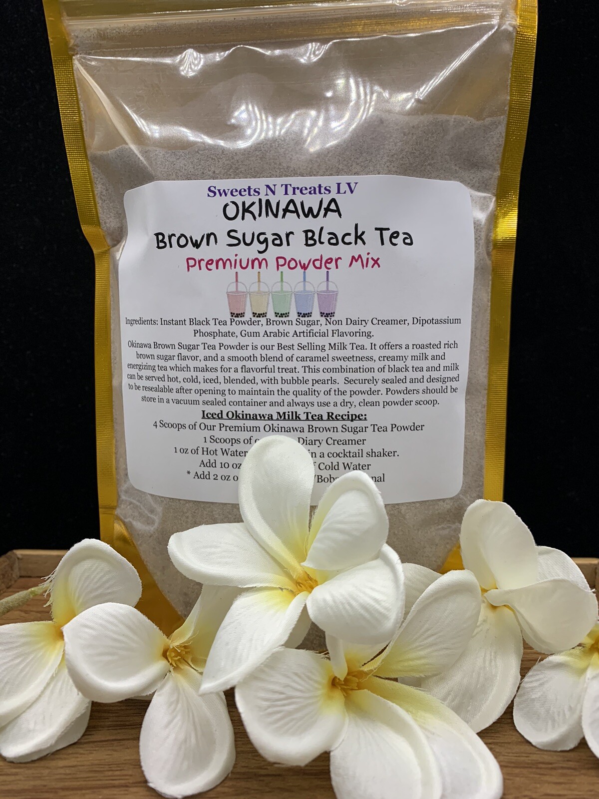 Premium OKINAWA BROWN SUGAR Black Tea MILK TEA Powder Boba Bubble Tea 10 oz NEW