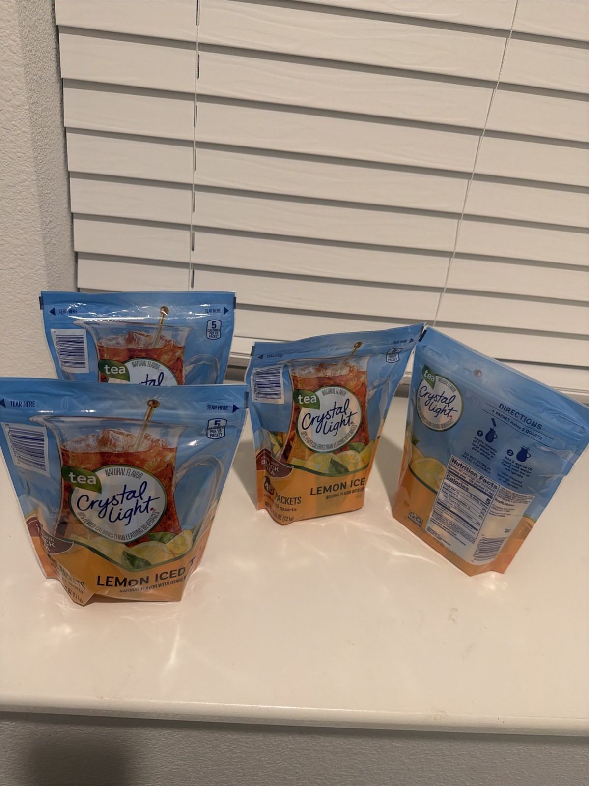 4 Boxes Of Crystal Light Lemon Ice Tea 16 Packets Each