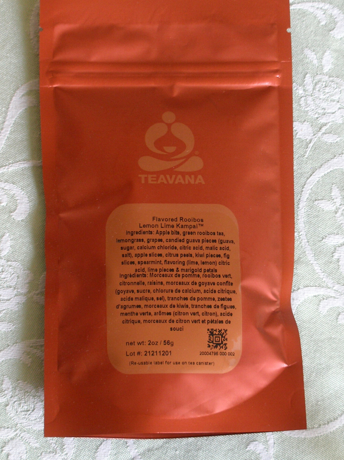 TEAVANA Lemon Lime Kampai (flavored rooibos tea) 2oz – Factory Sealed Bag