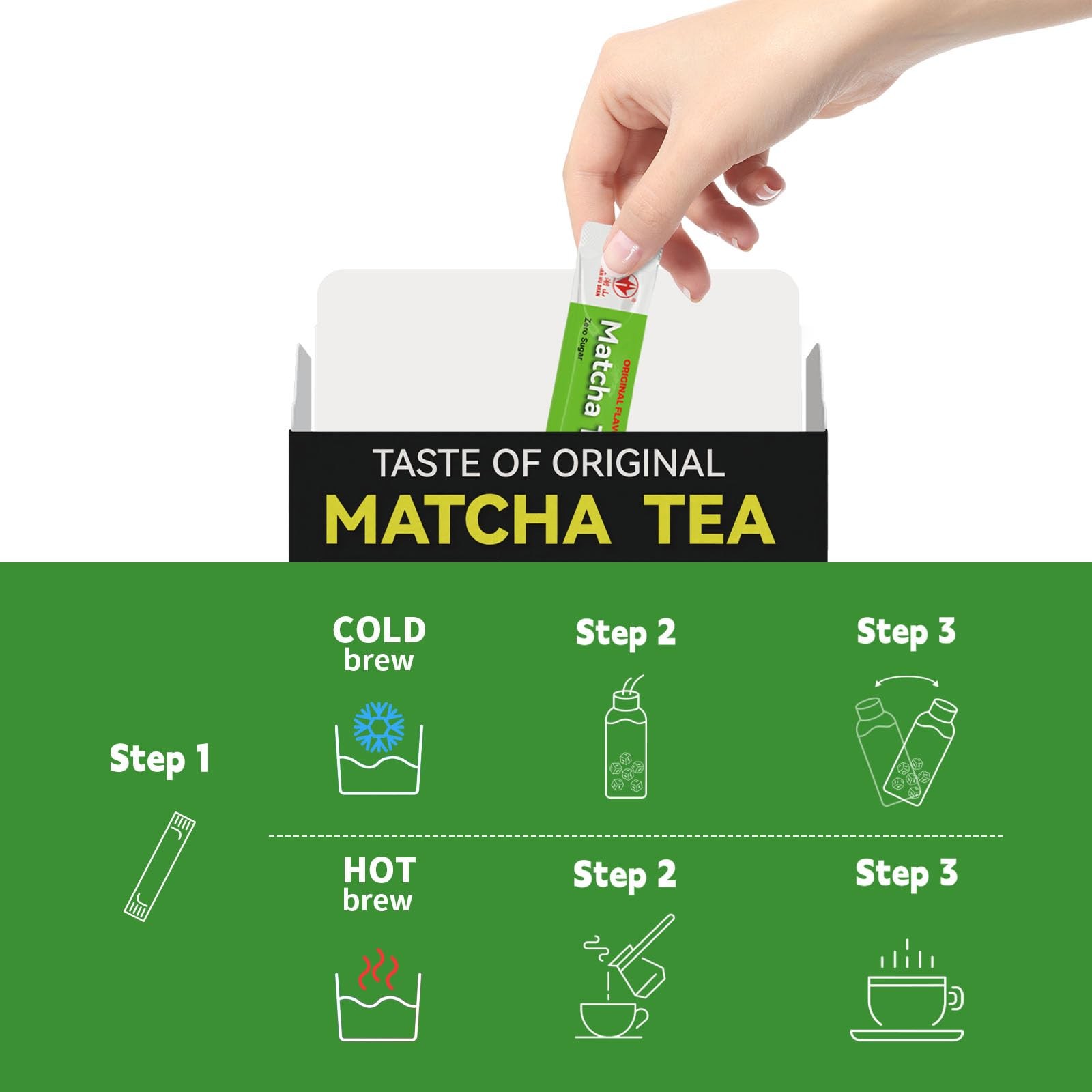 Matcha Green Tea Sticks, Portable Matcha Powder Unsweetened No Additives, Sug…