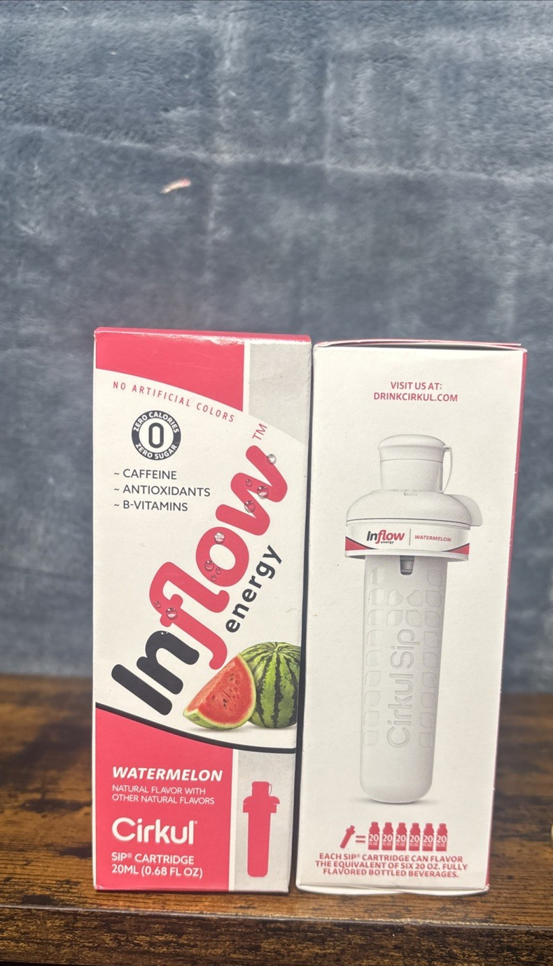 Cirkul Flavor Sip Cartridge x2 Lot Inflow Energy Watermelon w/ Caffeine & Vit-B