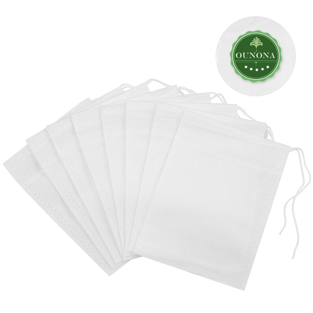 100 Pcs Non Woven Tea Filter Bags Drawstring Empty Bags for Loose Leaf Tea