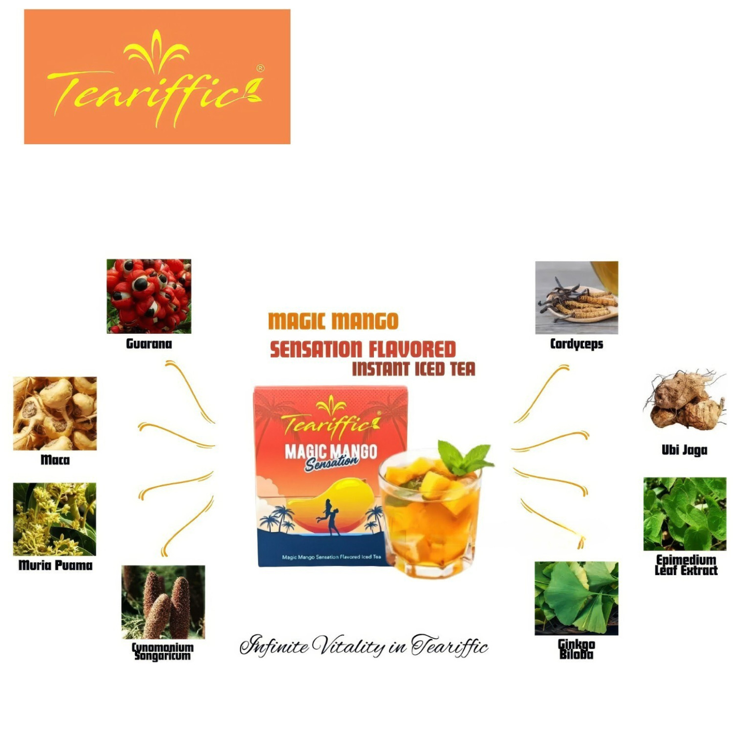 TEARIFFIC Magic Mango Sensation Sexual Men Herb Energy Coffee Tea Boost Sachets