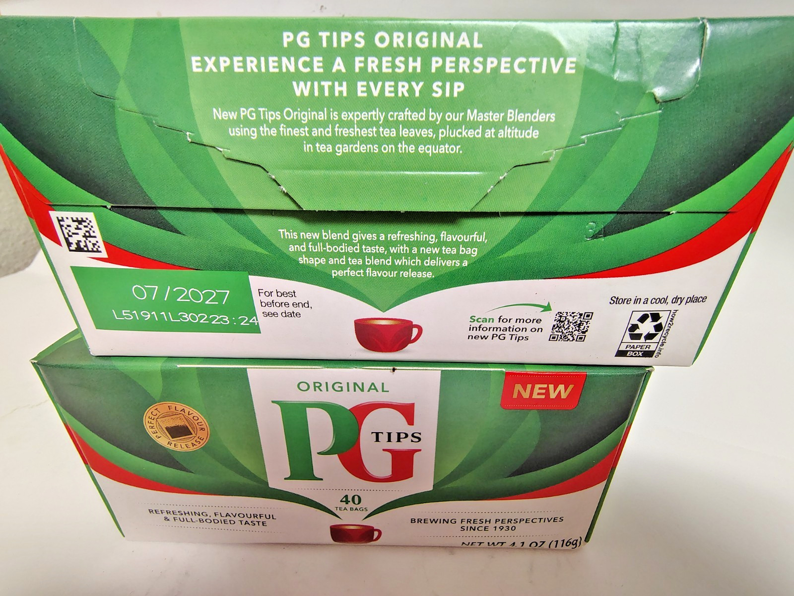 PG Tips Original Black Tea, 40 Bags/Box, BB 7/2027, Lot of 2