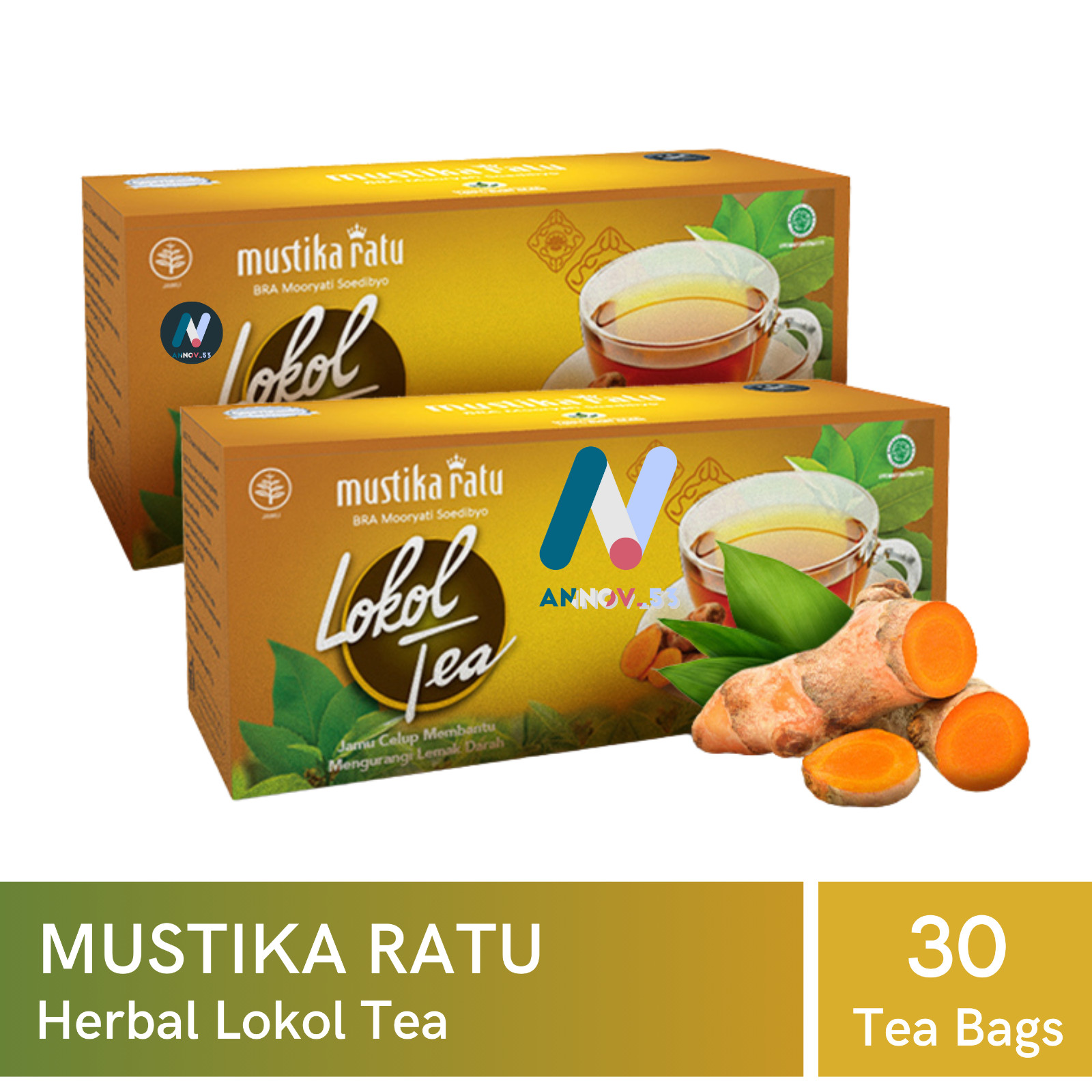 MUSTIKA RATU Lokol Tea Herbal Turmeric Curcumin Lower Cholesterol Healthy 2Pax