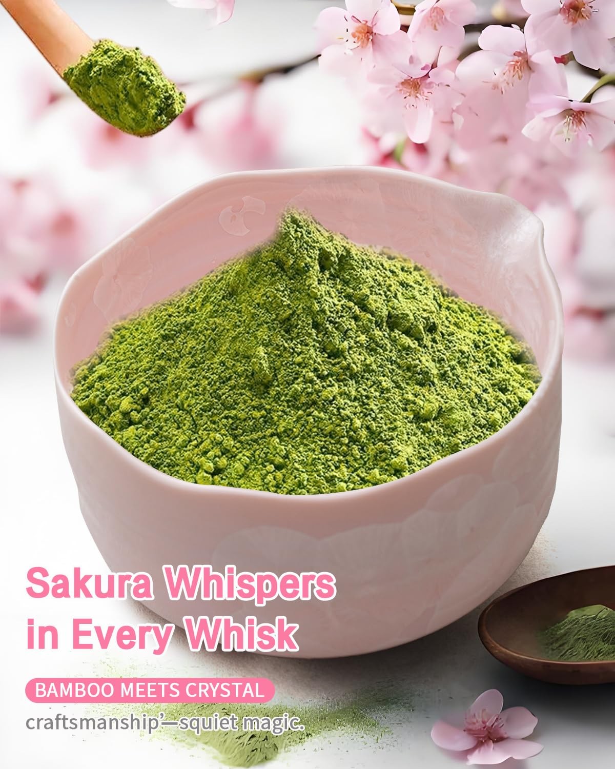 Natural Crystal Flower Matcha Set – 4 Pcs Food Grade Matcha Kit with Spouted