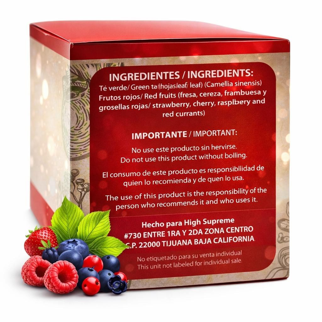 Frutos Rojos Te (Red Fruits Tea) – 100% Natural, Vegan | 25 Tea Bags