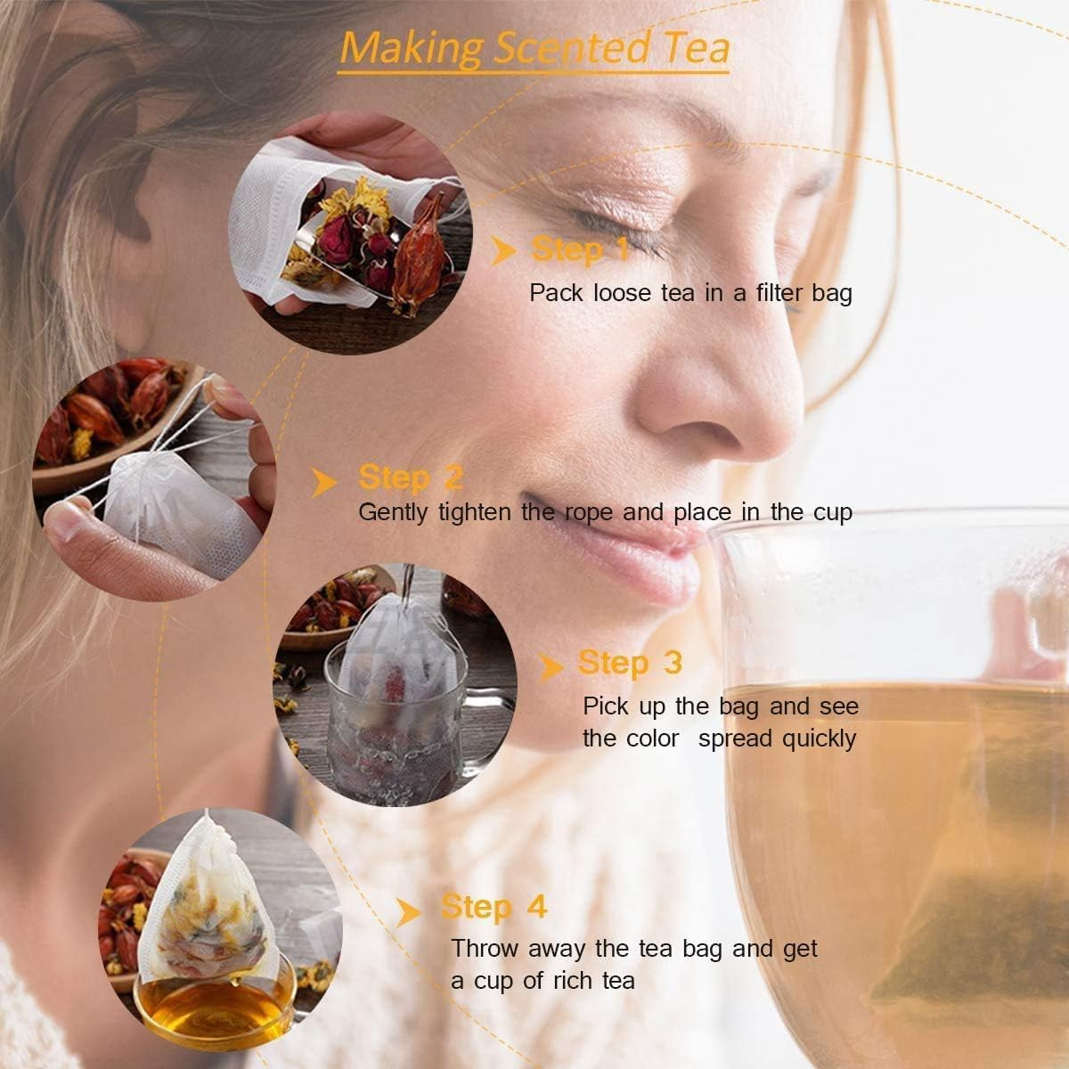 100pcs Tea Bags Empty Tea Filter Bags Ground Coffee Bags Safe and Natural Materi