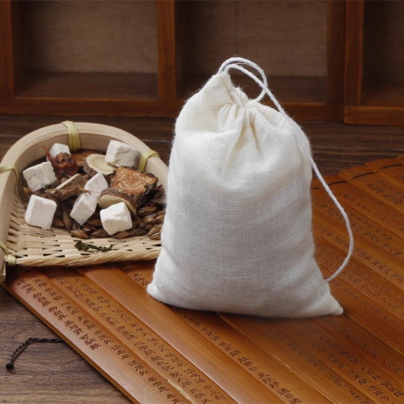 50pcs 10x15cm Cotton Tea Bags Gauze Filter Bags Drawstring Tea Bags Marinade Bag