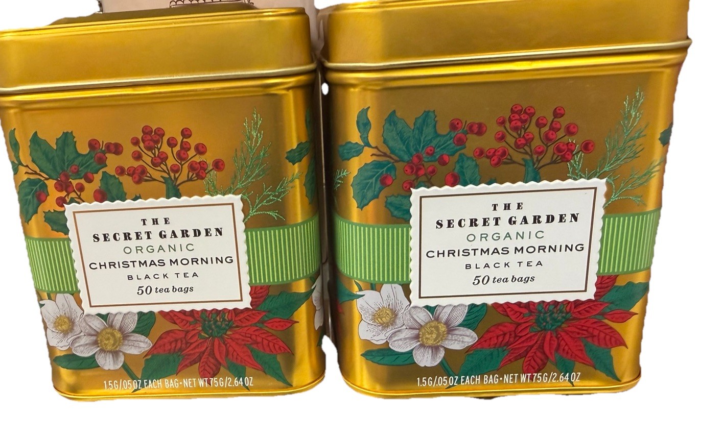 THE SECRET GARDEN 🫖 ORGANIC CHRISTMAS 🎄 MORNING BLACK TEA 2 tins= 100 tea bags