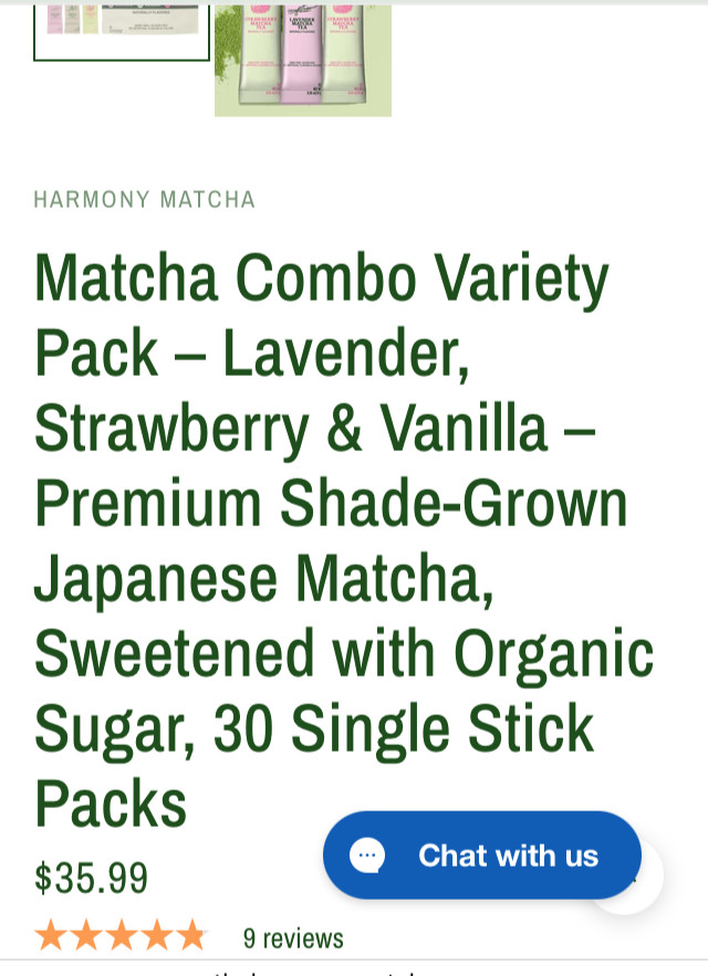 Harmony Matcha Tea Sealed NEW Sachets Lavender Vanilla Strawberry & Yuzu Honey
