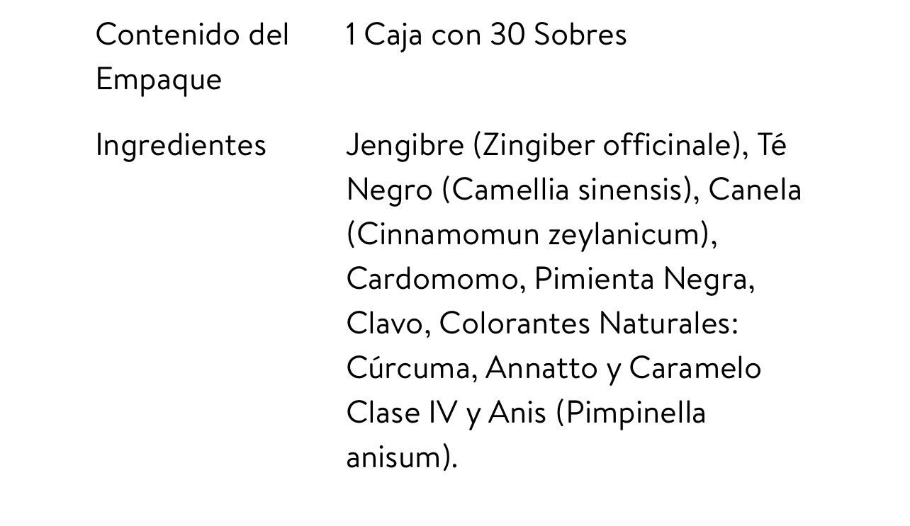 Te Chai con jengibre te negro cardamomo canela clavo molido pimienta negra 20 te