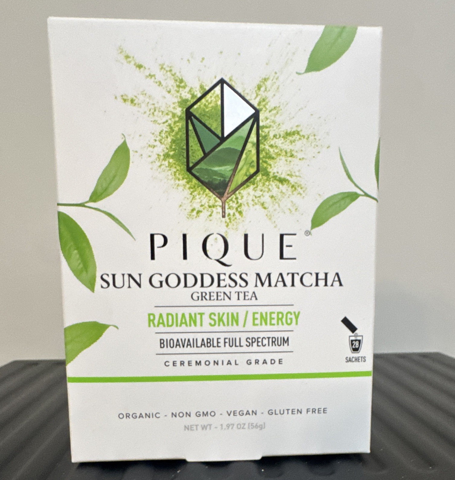 Pique Sun Goddess Matcha Green Tea Powder, Organic Non-GMO Vegan, 28 Sachets 56g