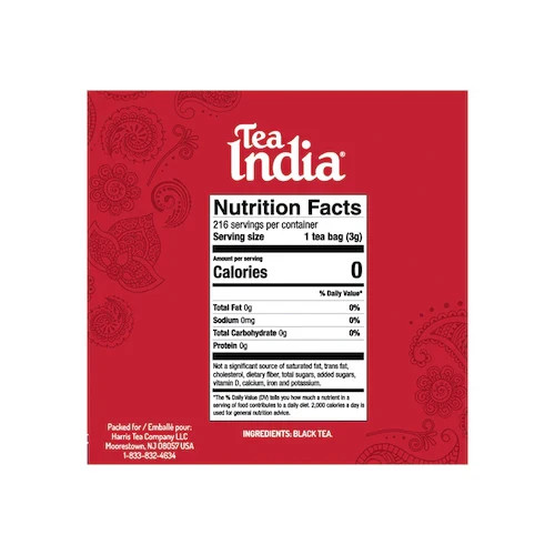 Tea India Orange Pekoe Black Tea Chai round Teabags Tea Bags 216 ct.