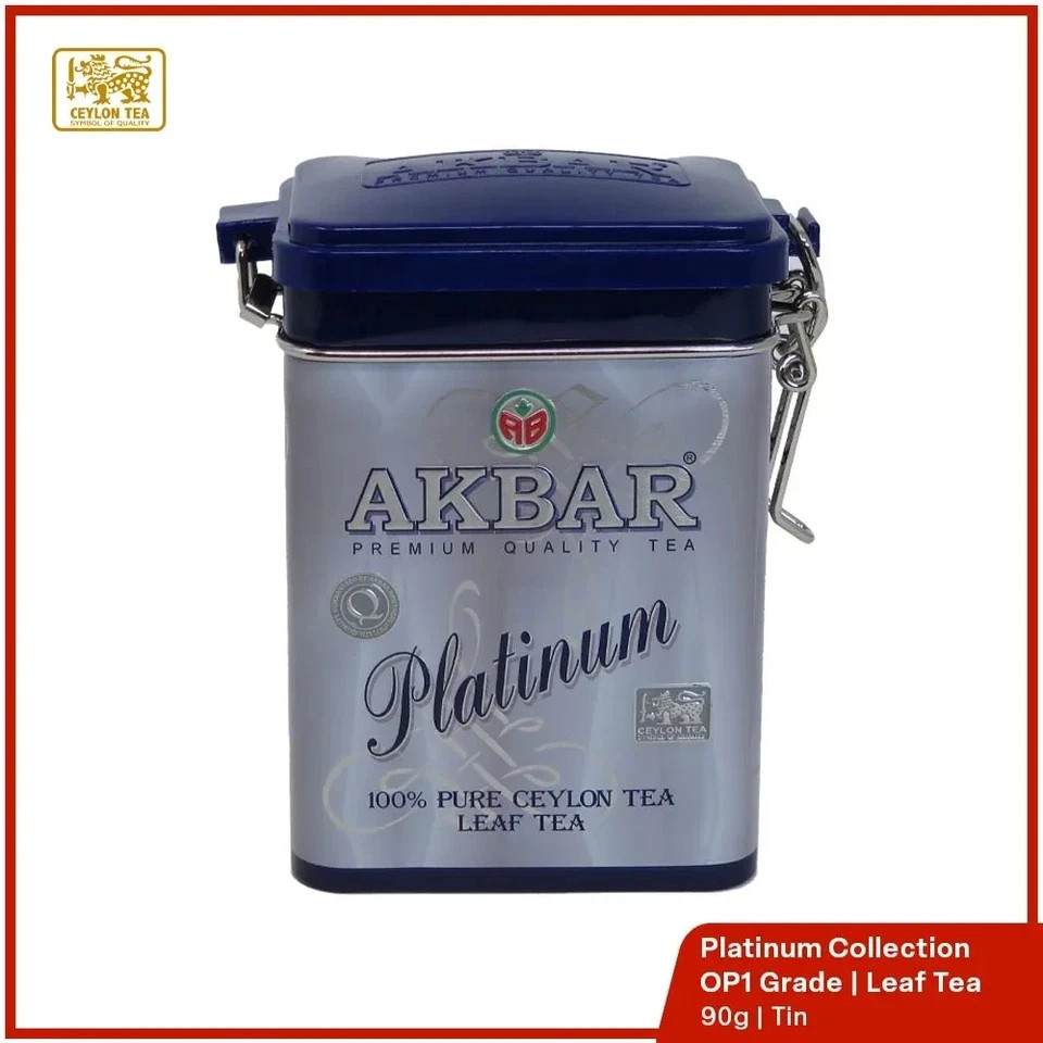 Akbar Platinum Black Tea 90g Collector’s Tin OP1 Grade Ceylon Loose Leaf Tea
