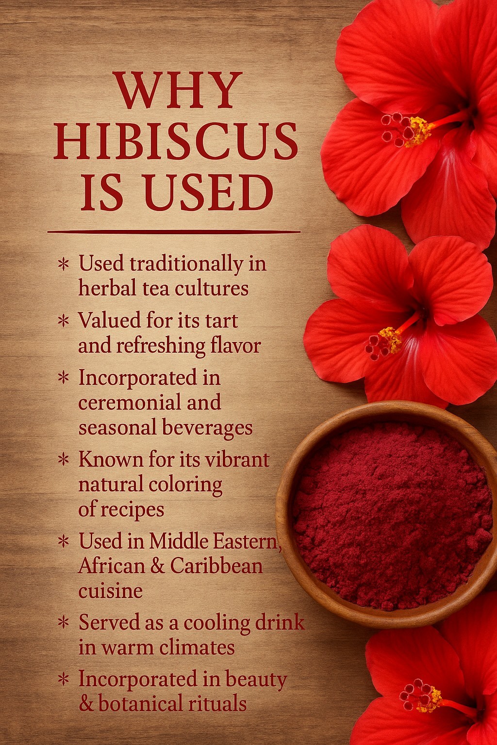 Organic Hibiscus Flower Powder – 1 lb – JML Premium Spice – Tea & Wellness