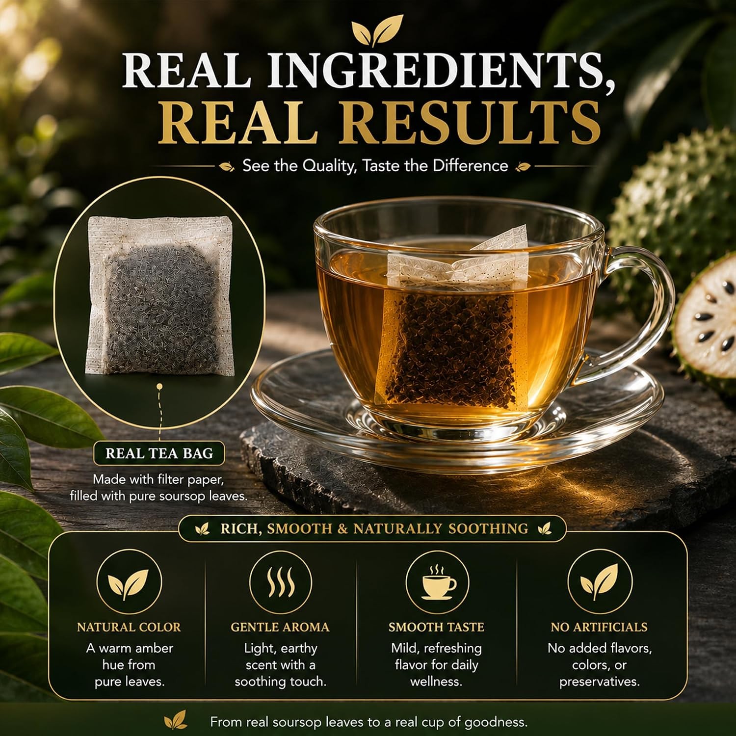 45 Count Premium Soursop Graviola Tea Bags – 100% Natural soursop leaves,
