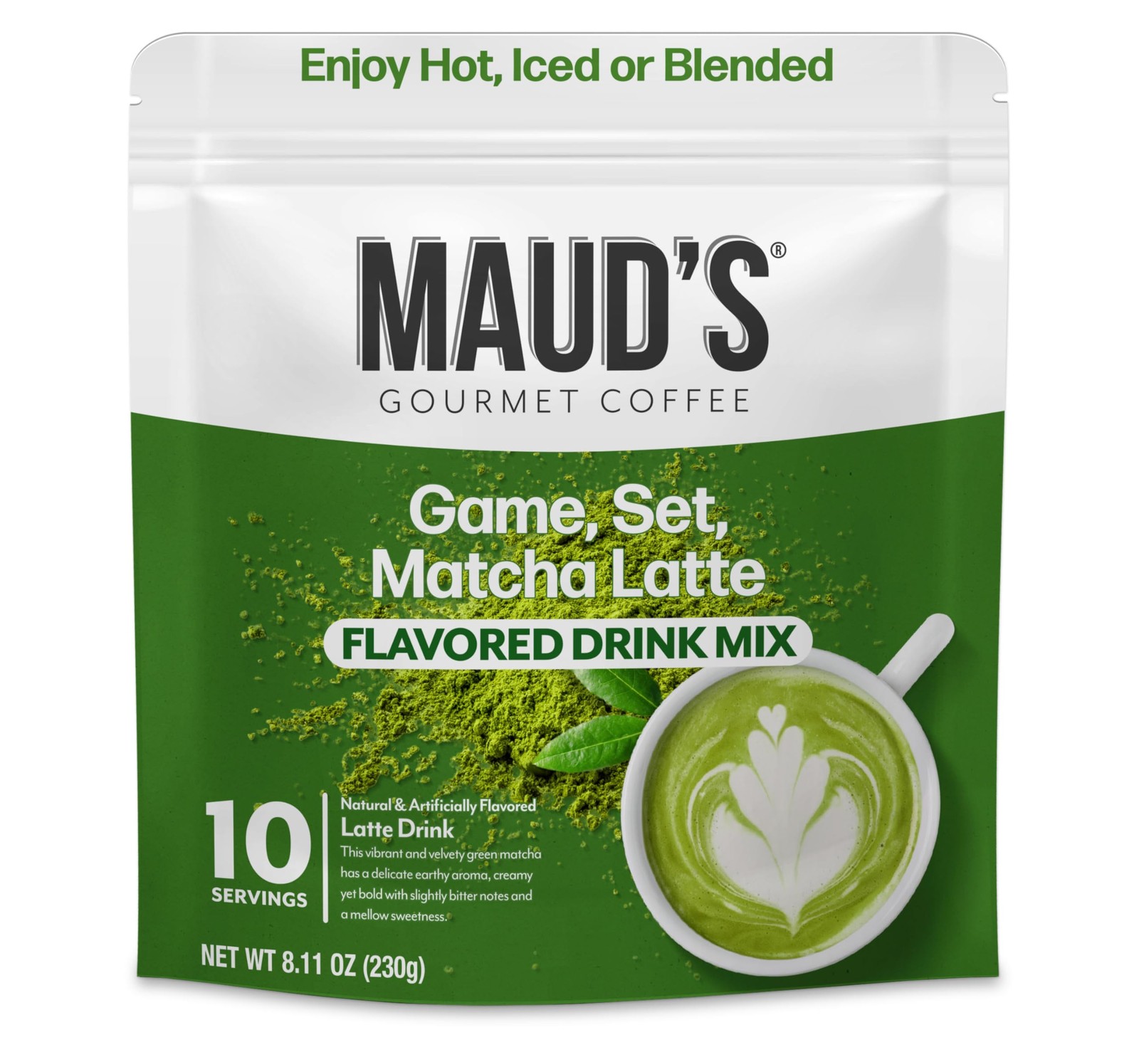 Maud’s Instant Matcha Latte Mix, Flavored Drink Mix 10 8.11 Oz (Pack of 1)