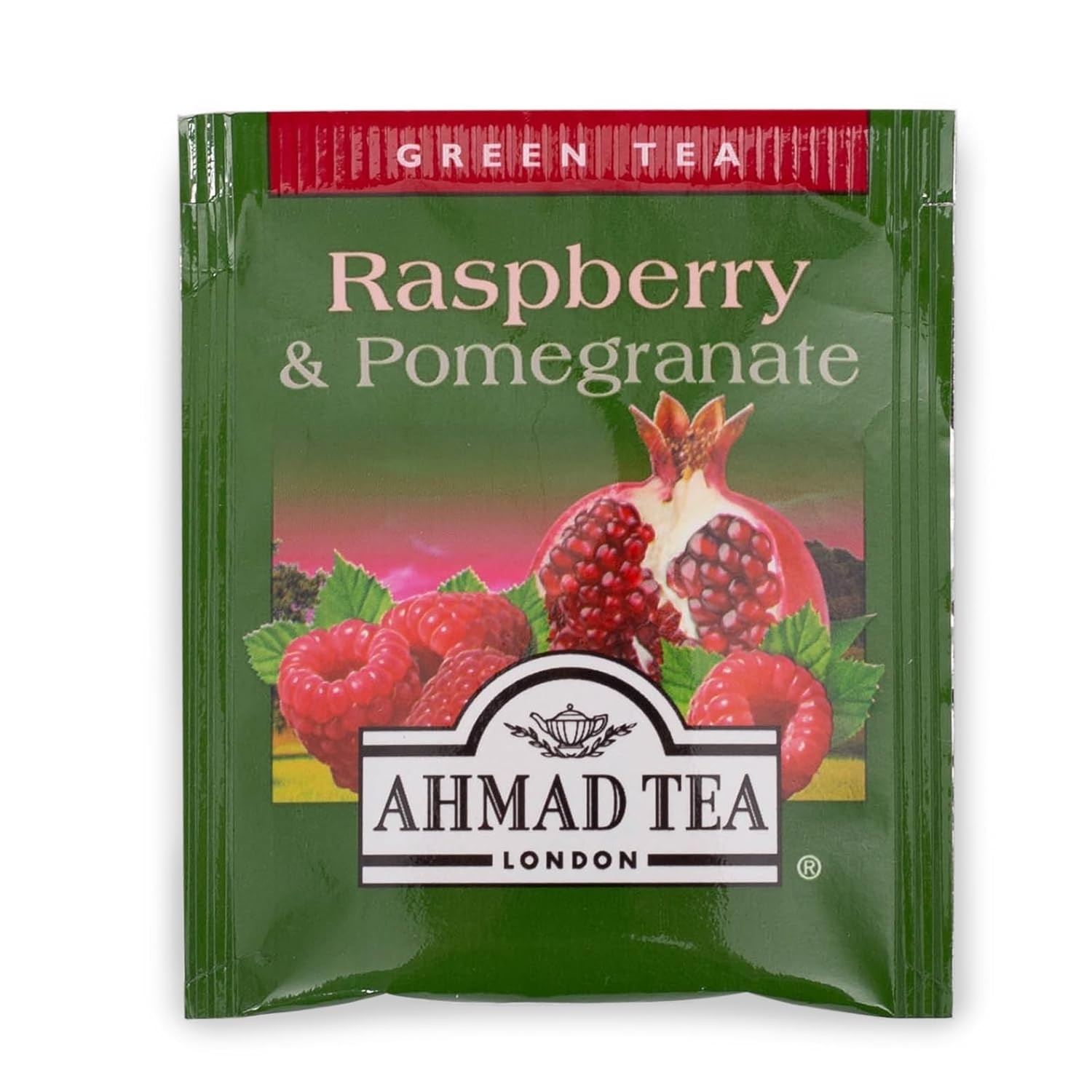 20 Count Ahmad Green Tea Bags – Raspberry & Pomegranate Flavor, Allergen-Free