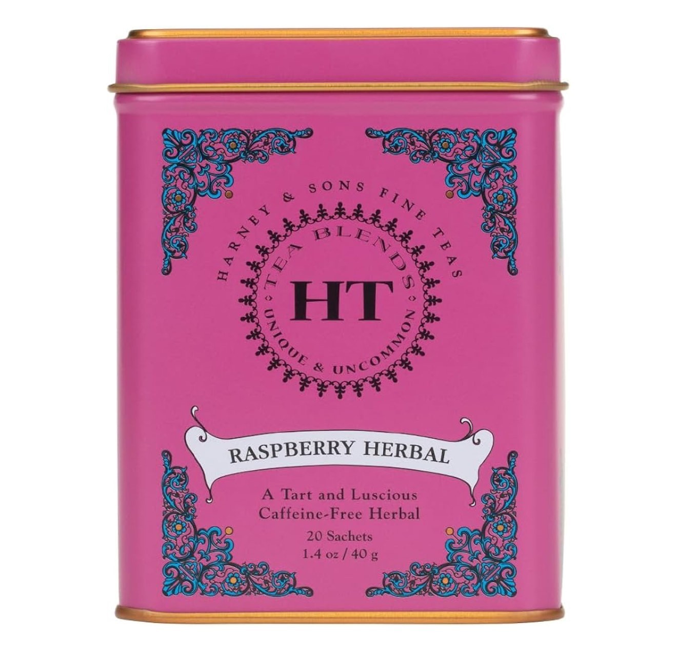 Harney and Sons Fine Teas Raspberry Herbal Tea 20 Sachets tin