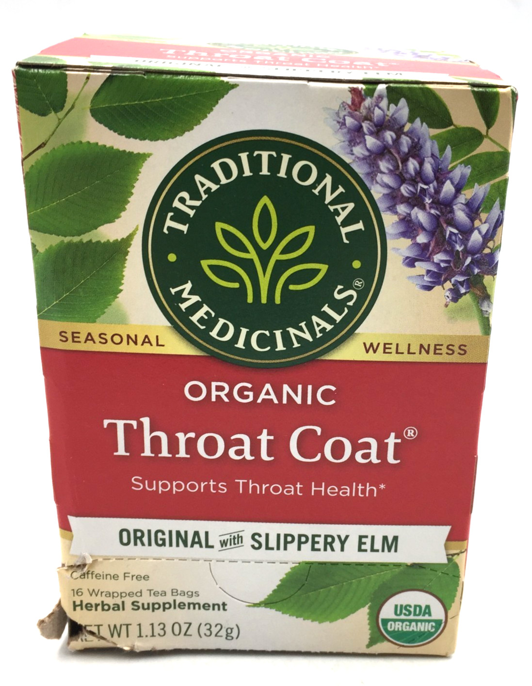 Organic Throat Coat Tea with Slippery Elm – Soothing Herbal Blend Expires 10/28