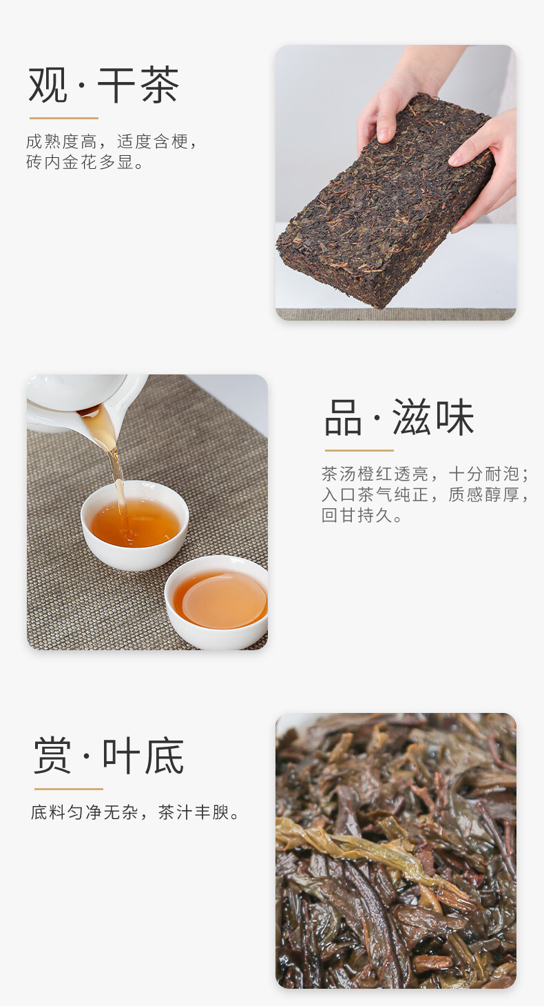 Jin Hua Chun Ye * CHINA TEA Hunan Anhua Dark Tea Golden Flower Fu Brick Tea 760g