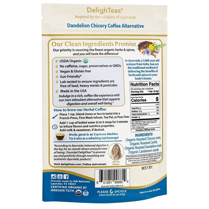 Ayurvedic Dandelion Chicory Coffee Alternative