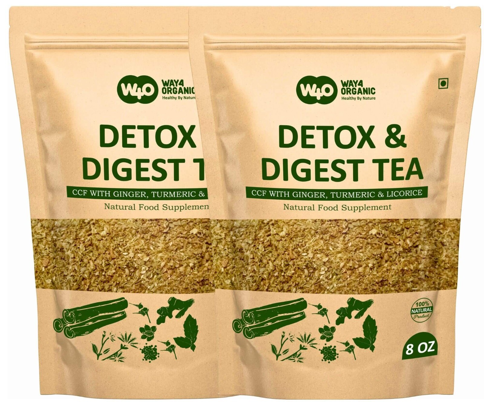 Detox and Digest CCF Tea with Ginger, Turmeric and Licorice Tea 8 Ounces(4 Pack)