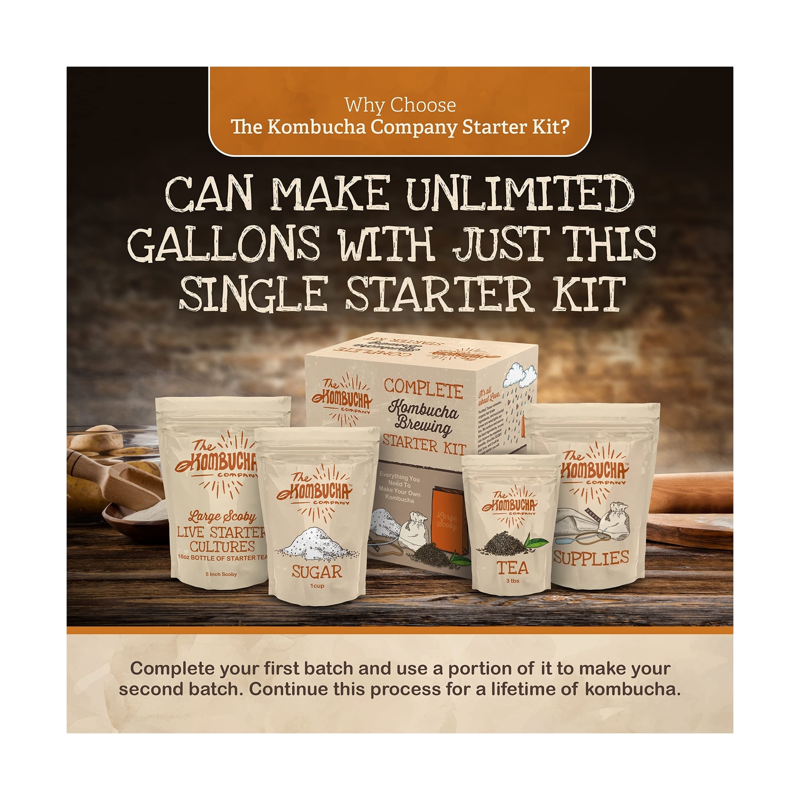 Organic Kombucha Home Brewing Starter Kit | 5-Inch Large Scoby Kombucha Start…