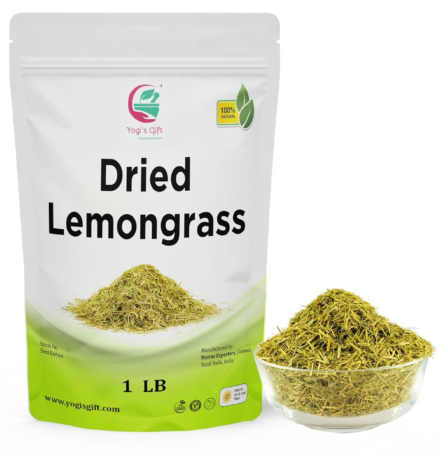 Dried Lemongrass 1 LB | Cut and Sifted Loose Leaf | Aroma Rich Lemon Grass | …